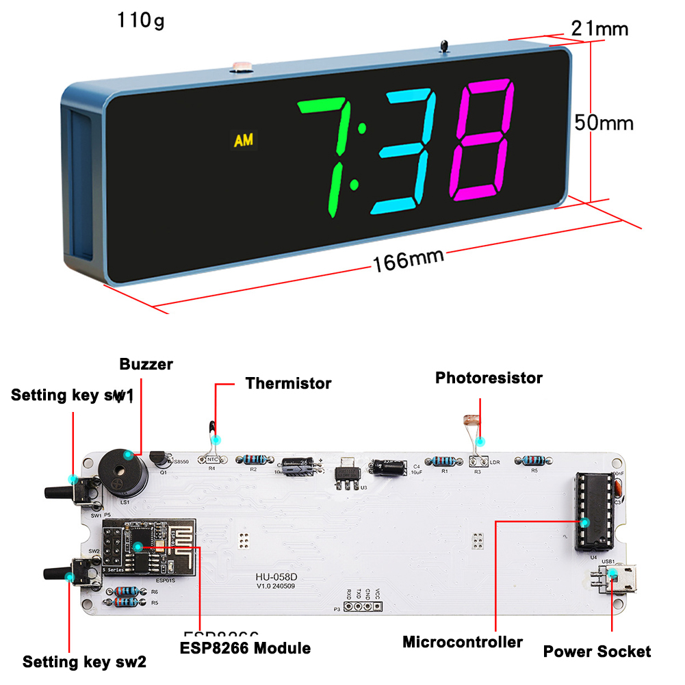 ESP8266 IoT Colorful WiFi Cloc - đánh giá và giá Diy Electronics Parts