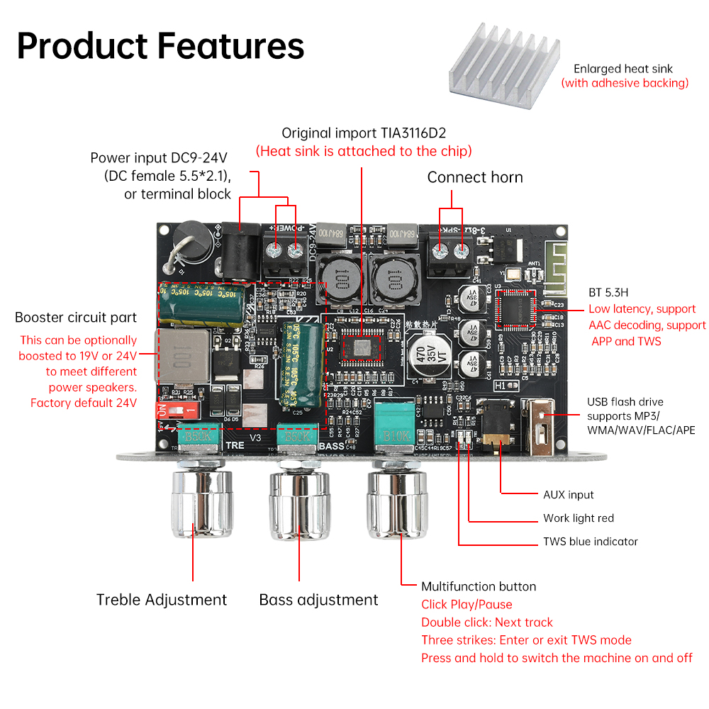 100W Mono Bluetooth 5.3 Amplif - đánh giá và giá Diy Audio Electronics Kit