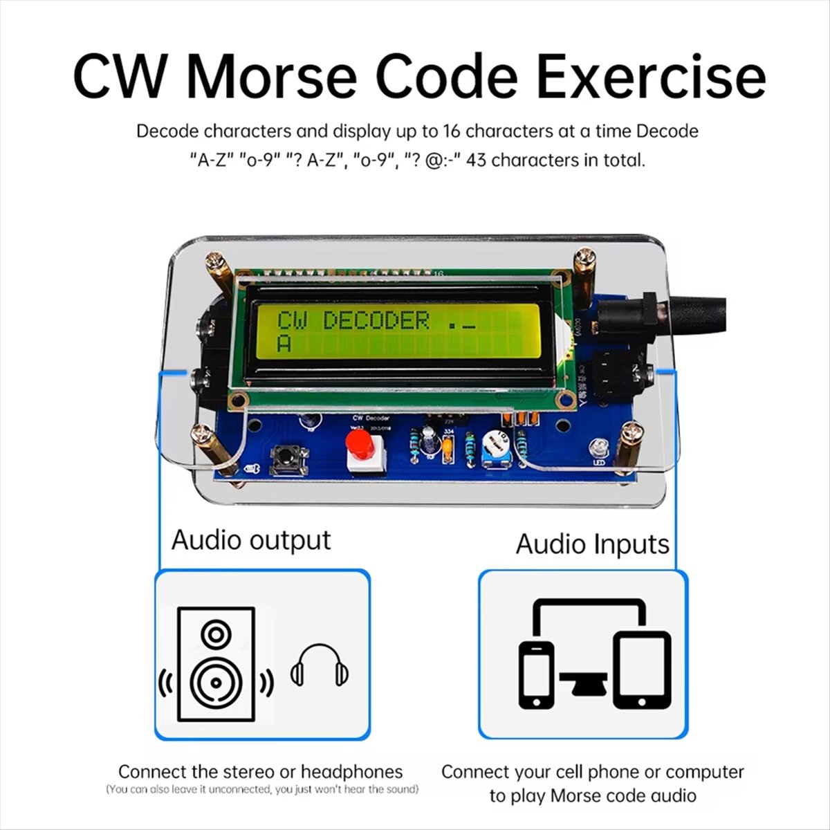HDL DC9V CW Morse Code Decoder - đánh giá và giá Diy Audio Electronics Kit